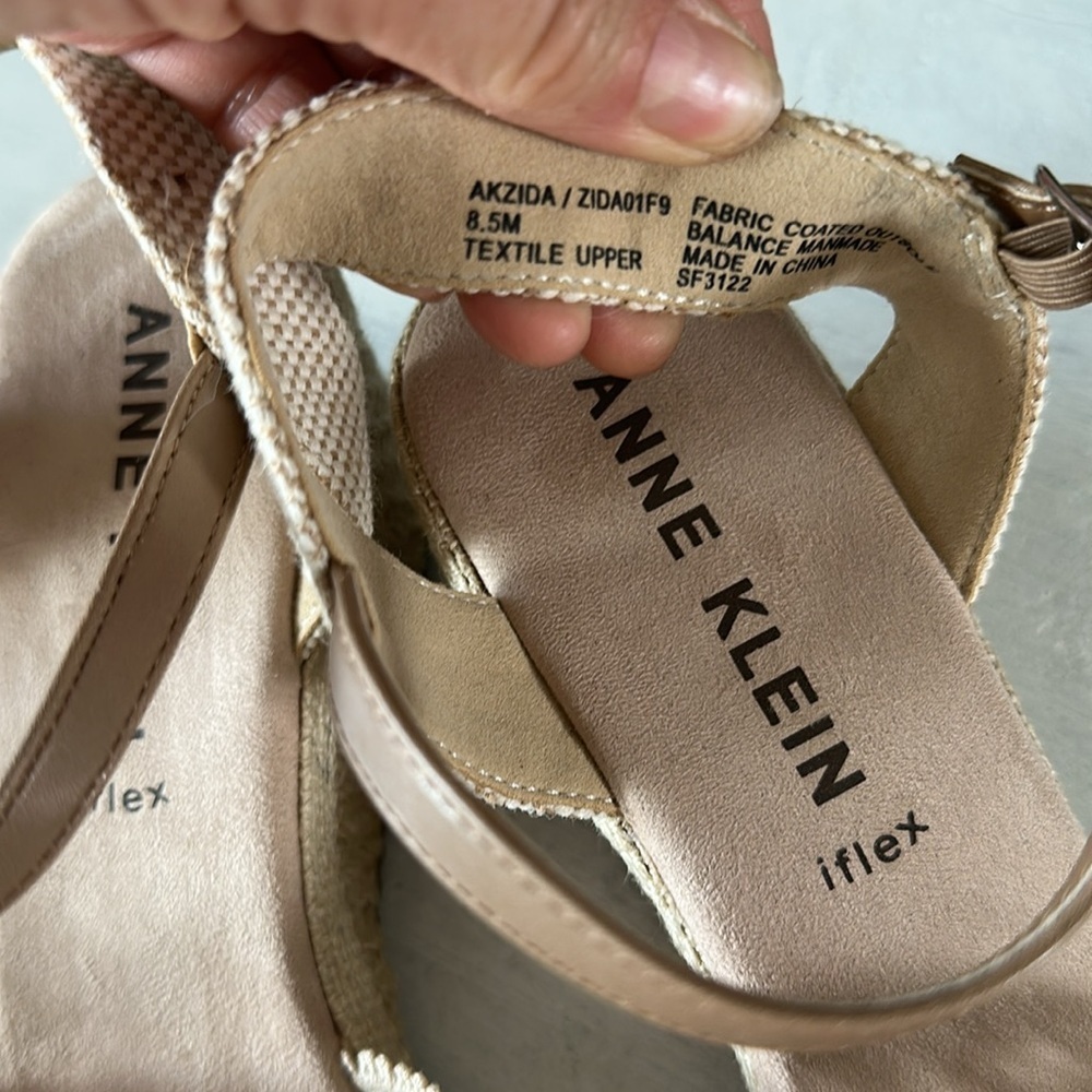 Anne Klein Women’s Zida Woven Espadrille Wedge Sandal 8.5 Summer 2” Shoe Neutral - Picture 11 of 16